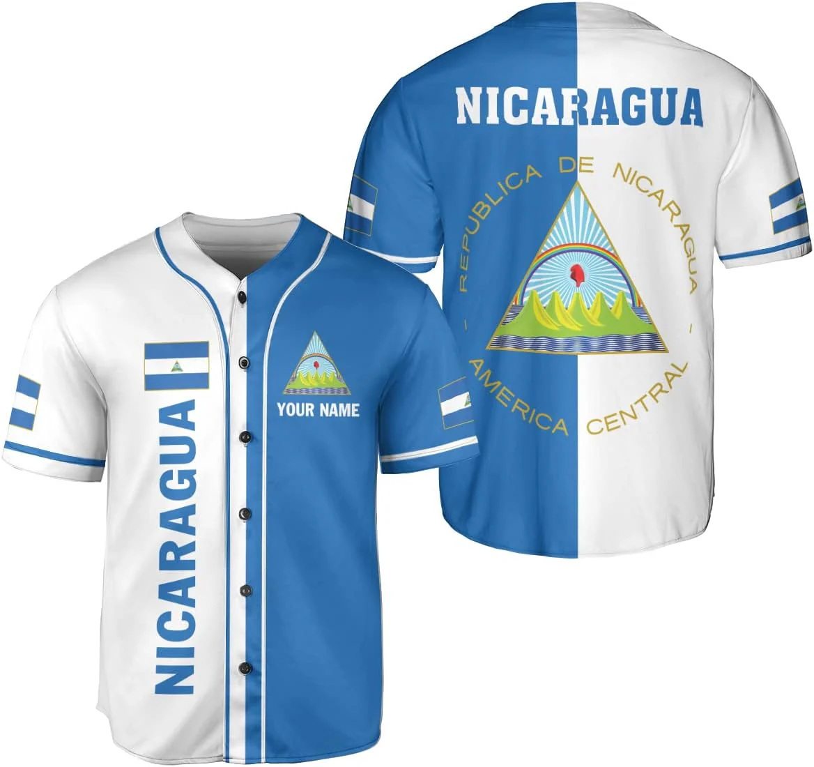 Mens Fashion Baseball Jersey - Kişiselleştirilmiş İsim Nikaragua Tasarım Desenleri 3D