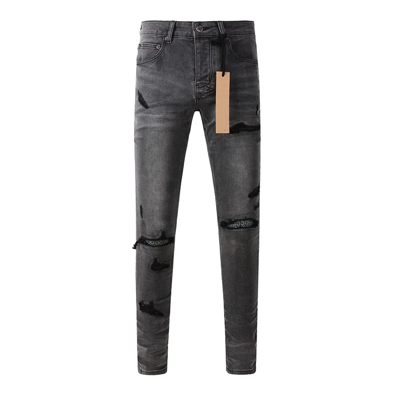 Skinny Jeans Ripped - Erkek Yüksek Bel Eskitme Kül Grisi