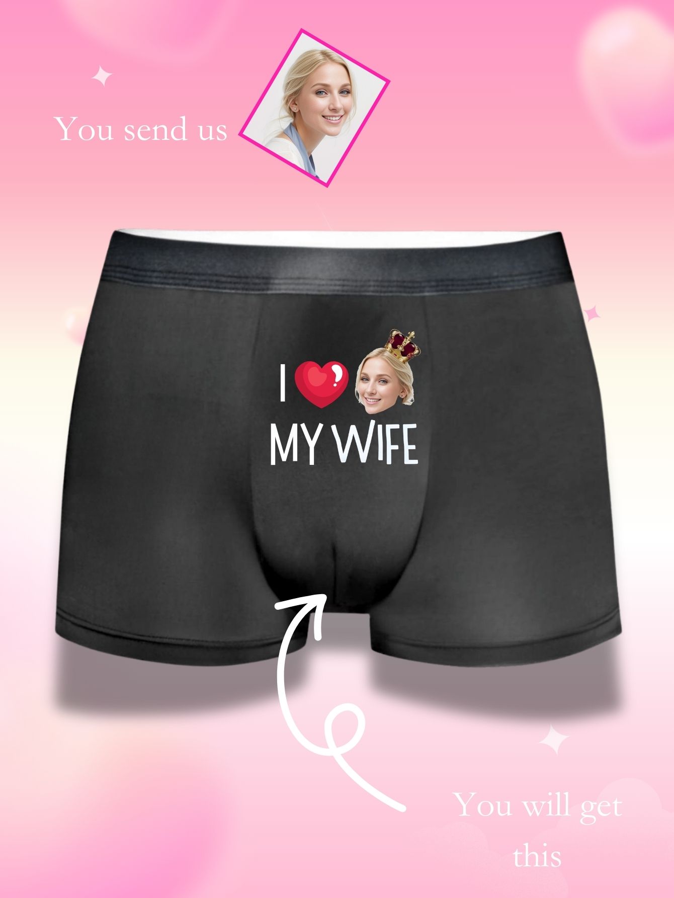 Men'S Fashion Underwear - Kişiselleştirilmiş KARİMLA SEVİYORUM Yüz Desenli Boxer
