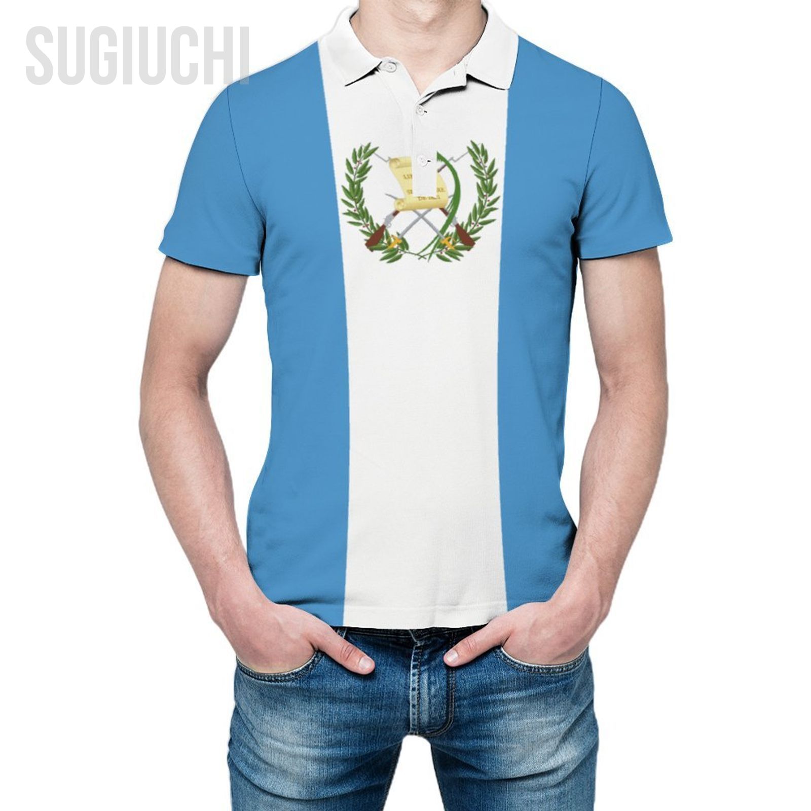 Men'S Fashion Guatemala - Unisex Polo Gömlek Guatemala Bayrağı 3D