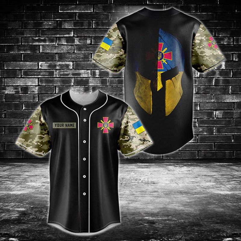 Mens Fashion Baseball Jersey - Özel İsimli Ukrayna Kalkanı Grafik Baskılı