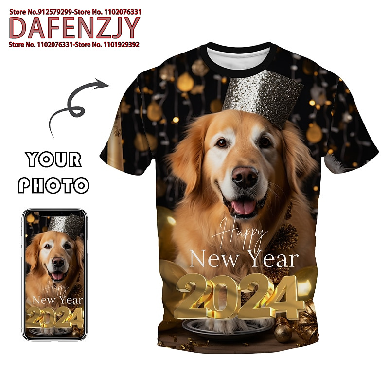 Mens Fashion Dress Shirts - Özel komik Pet fotoğraf 3D tüm