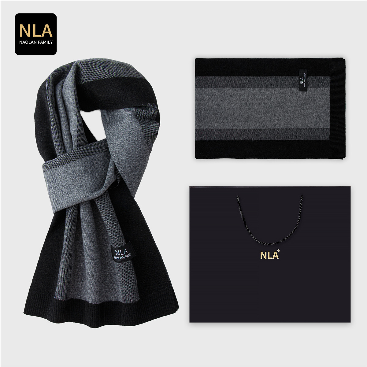 Men Scarf Wool - Hediye Kutusu Örme Erkek Yün Eşarp