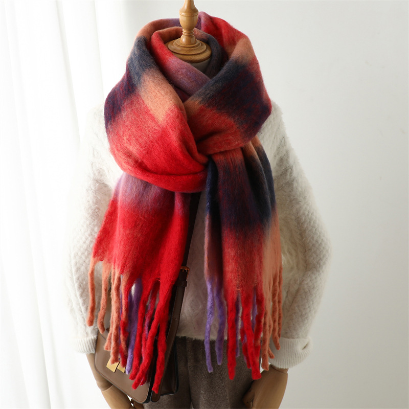Men Scarf Wool - Yeni Sonbahar Kış Izgara Desenli Eşarp