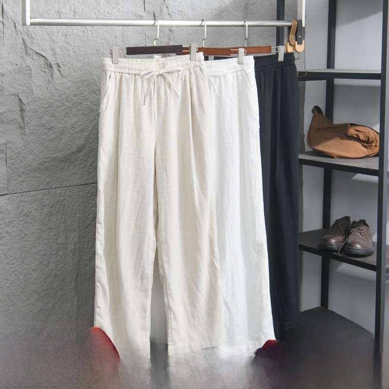 Men'S Fashion Garage - Doğal Doku Keten Pamuk Karışımı Erkek