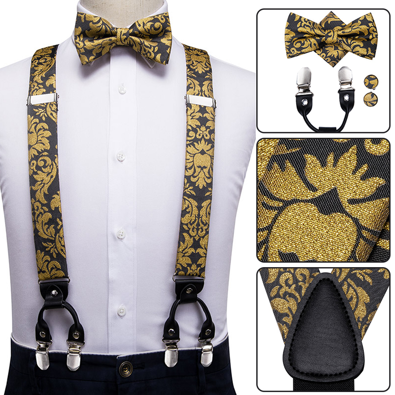 Suspenders Clip Men - Hi-kravat ipek yetişkin erkekler jartiyer Set