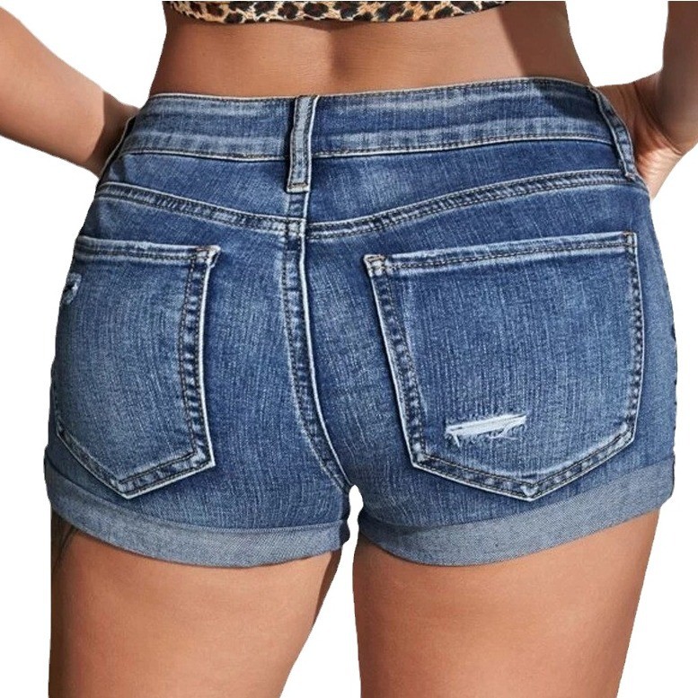 Yüksek Bel Yıkanmış Kot Şortla - Skinny Jeans Ripped incelemesi ve fiyatı