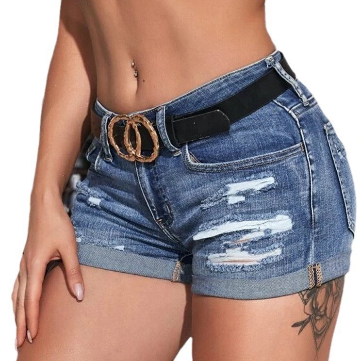 Yüksek Bel Yıkanmış Kot Şortla - Skinny Jeans Ripped incelemesi ve fiyatı