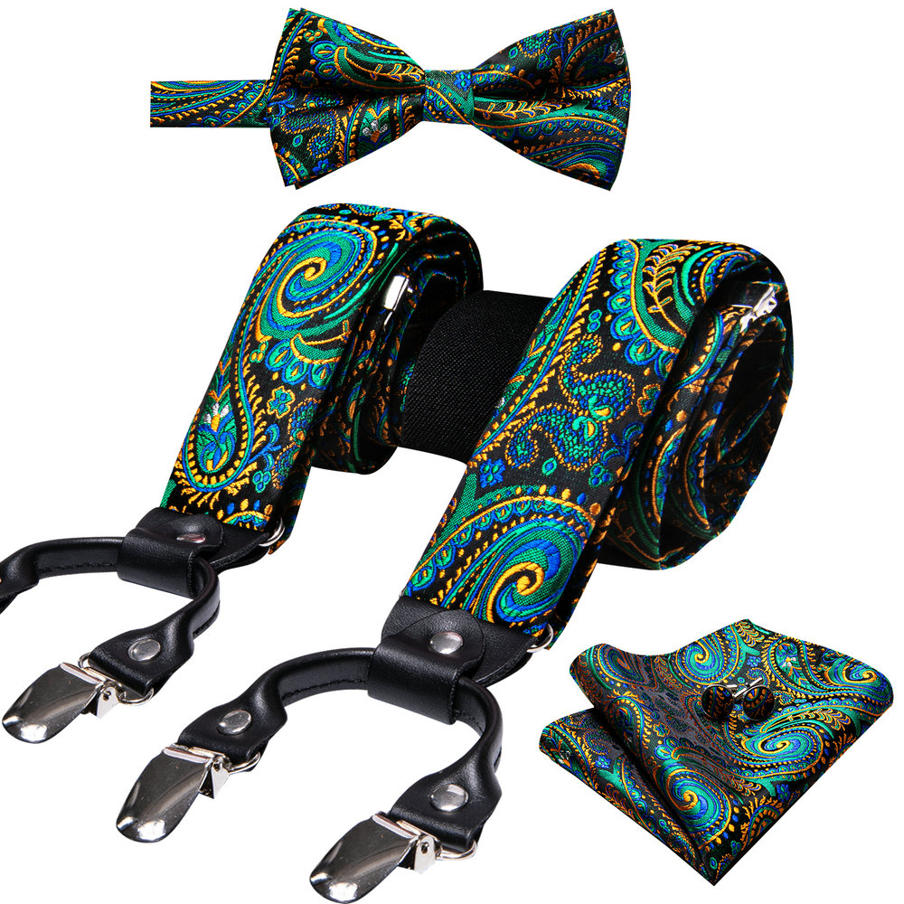 Moda Paisley yeşil ipek erkekl - Suspenders Clip Men incelemesi ve fiyatı