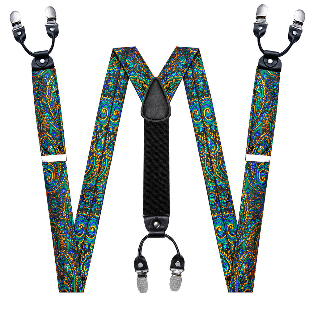 Moda Paisley yeşil ipek erkekl - Suspenders Clip Men incelemesi ve fiyatı