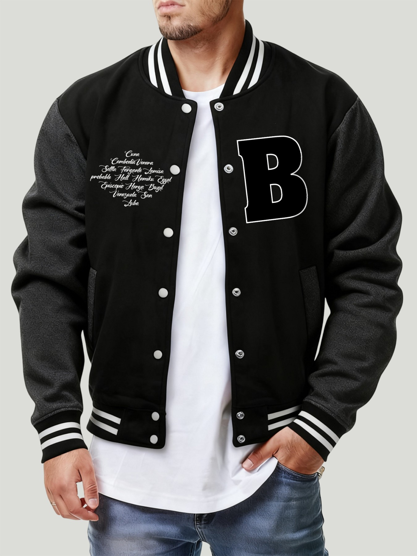 B harfi çeşitli yerler baskı e - Mens Fashion Baseball Jersey incelemesi ve fiyatı