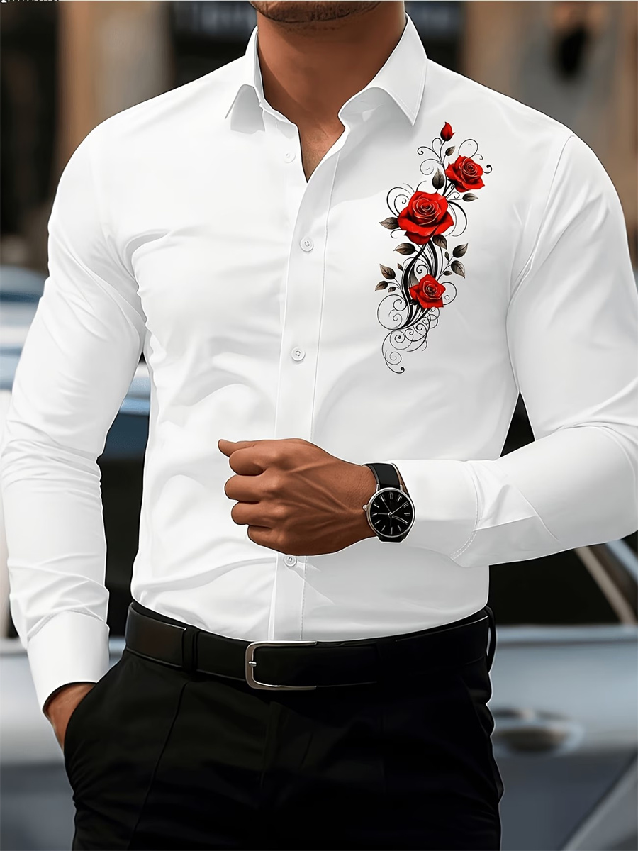 Erkek Kırmızı Gül Baskılı Uzun - Men'S Fashion Outfits incelemesi ve fiyatı