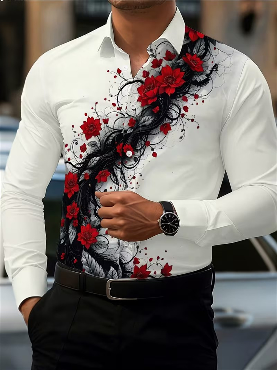 Erkek Kırmızı Gül Baskılı Uzun - Men'S Fashion Outfits incelemesi ve fiyatı
