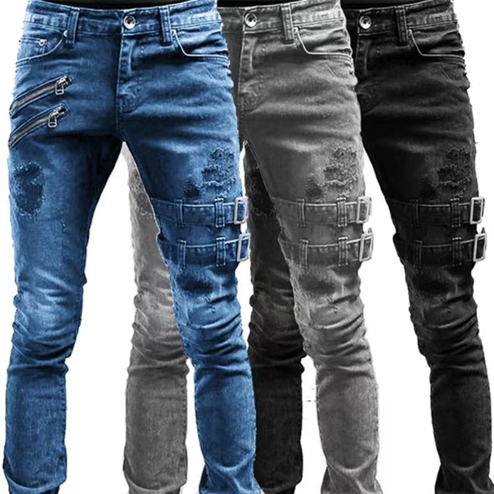Retro Moto Biker Düz Elastik K - Skinny Jeans Ripped incelemesi ve fiyatı