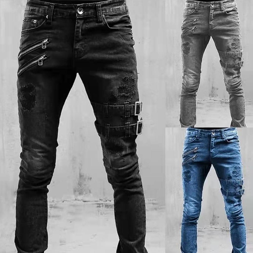 Retro Moto Biker Düz Elastik K - Skinny Jeans Ripped incelemesi ve fiyatı