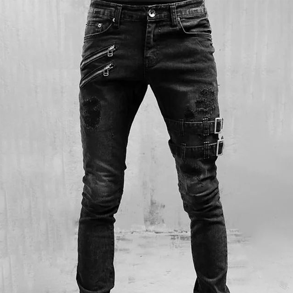 Retro Moto Biker Düz Elastik K - Skinny Jeans Ripped incelemesi ve fiyatı