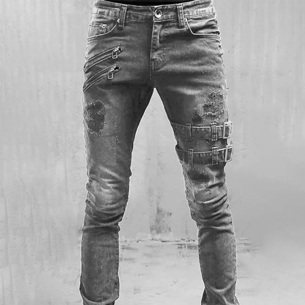 Retro Moto Biker Düz Elastik K - Skinny Jeans Ripped incelemesi ve fiyatı